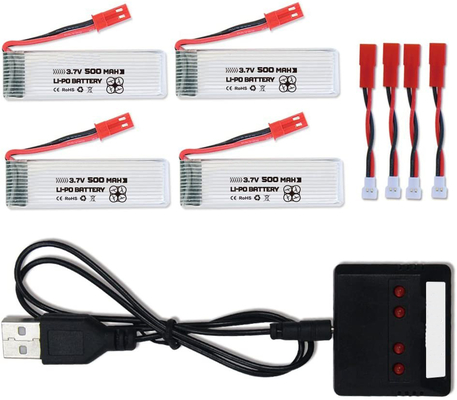 X4 চার্জার সহ U818A U817 লিথিয়াম পলিমার ব্যাটারি 3.7v 500mah Lipo ব্যাটারি