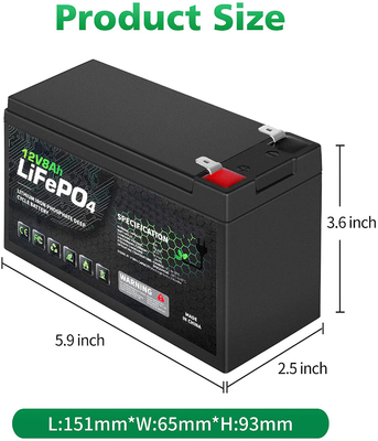 আরভি সোলার লিথিয়াম ফসফেট ব্যাটারি মেরিন 12V 8Ah লিড অ্যাসিড ব্যাটারি প্রতিস্থাপন